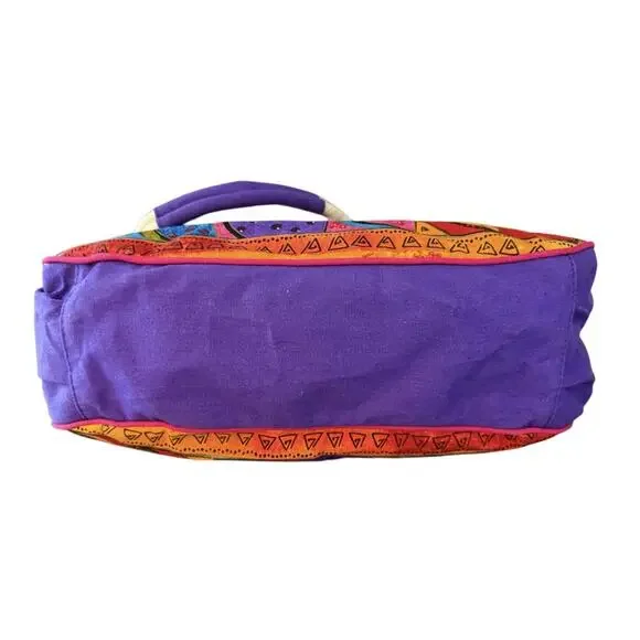 Laurel Burch Fantasticats Purse Shoulder Bag 6 Cats Zip Canvas Wood Bag Charm - Picture 10 of 15